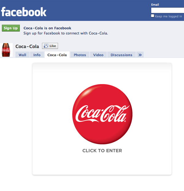 coke Coca-Cola FB landing page