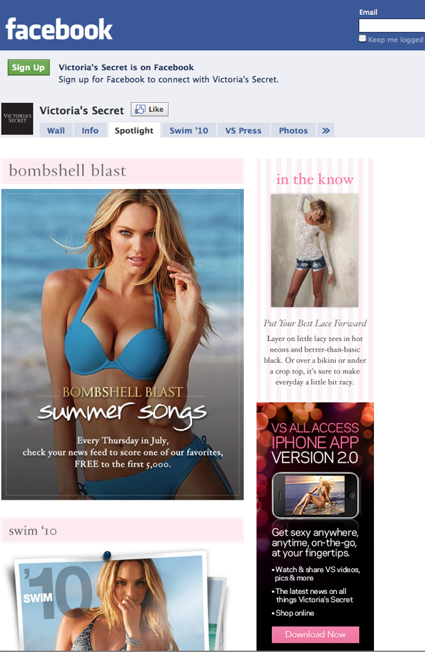 victoriassecret Victoria’s Secret FB landing page